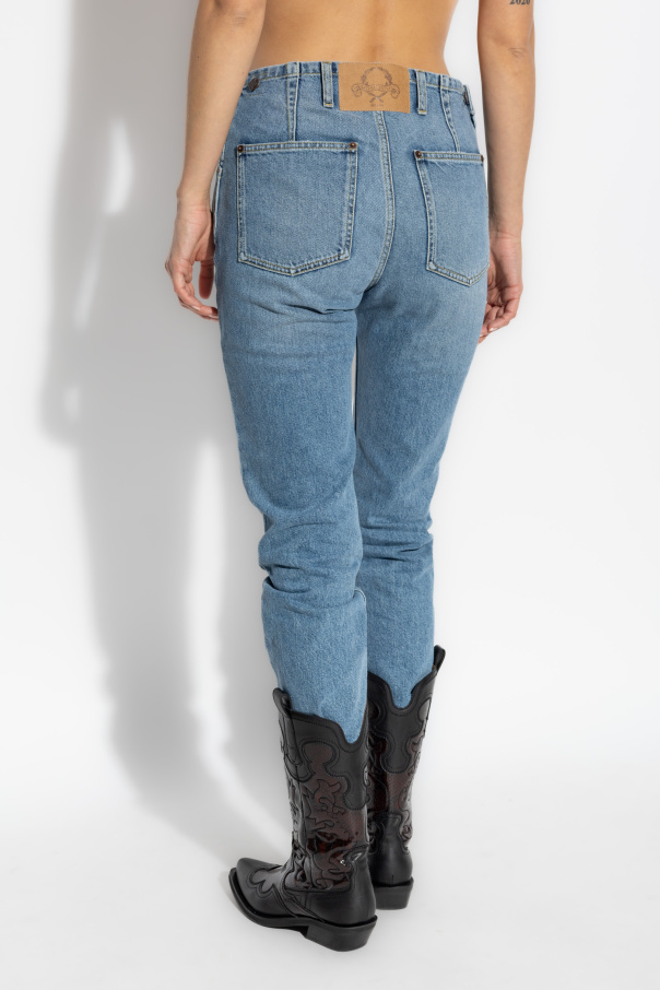 デニム・ジーパン MOSCHINO COUTURE Woman Jeans Blue 03190522 0285 MOSCHINO JEANS straight-leg Denim Pants | Blue | FARFETCH